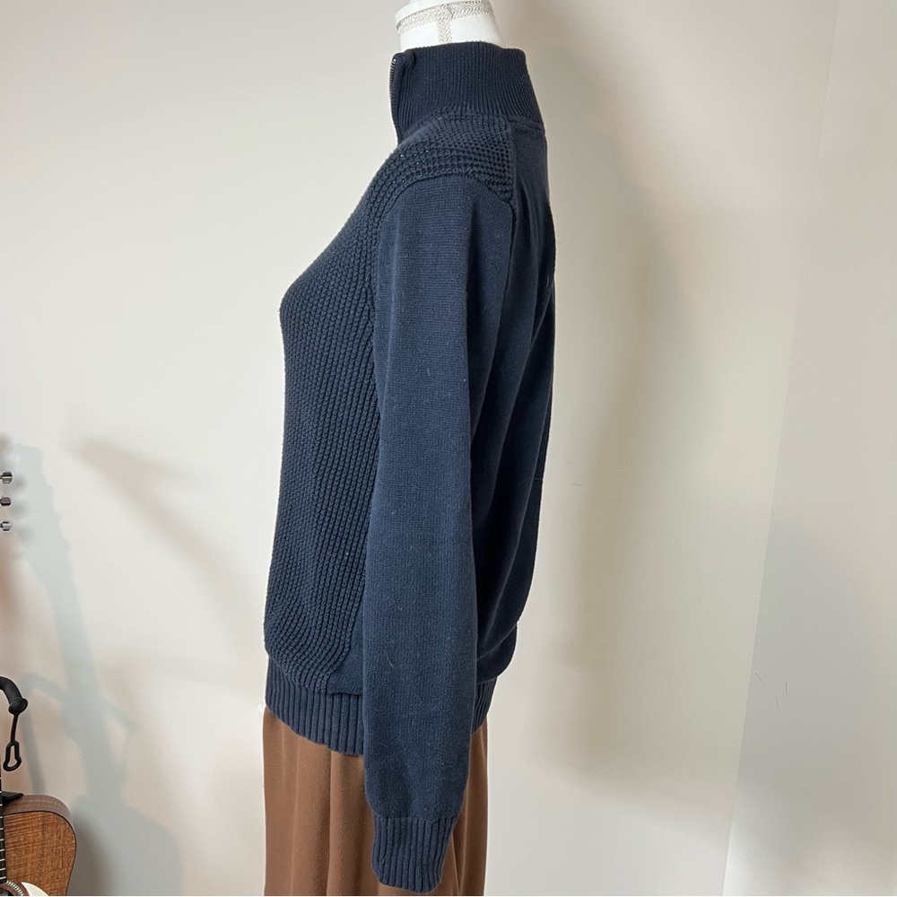 Banana Republic 100% Cotton Dark Navy Blue Waffle Knit 3/4 Zip Pullover 🧵 - Picture 4 of 10